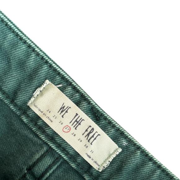 Free People Turquoise Green Denim Mini Skirt – Raw Hem Front Zip Vintage Grunge - Picture 5 of 5